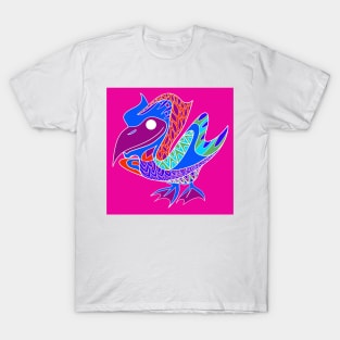 big pelican bird in ecopop colors and floral design art wallpaper T-Shirt